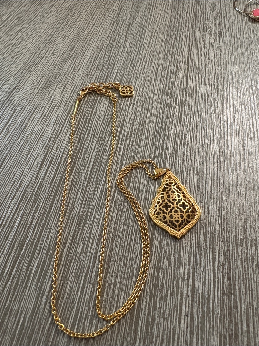 Rustic Cuff Gold Filigree Teardrop Pendant Necklace